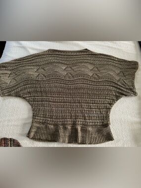 Canyon River Blues Open-Knit Taupe Crewneck Sweater